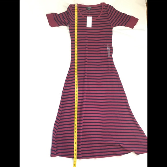 Lauren Ralph Lauren Red Navy Mid Sleeve Dress NWT - Picture 5 of 9
